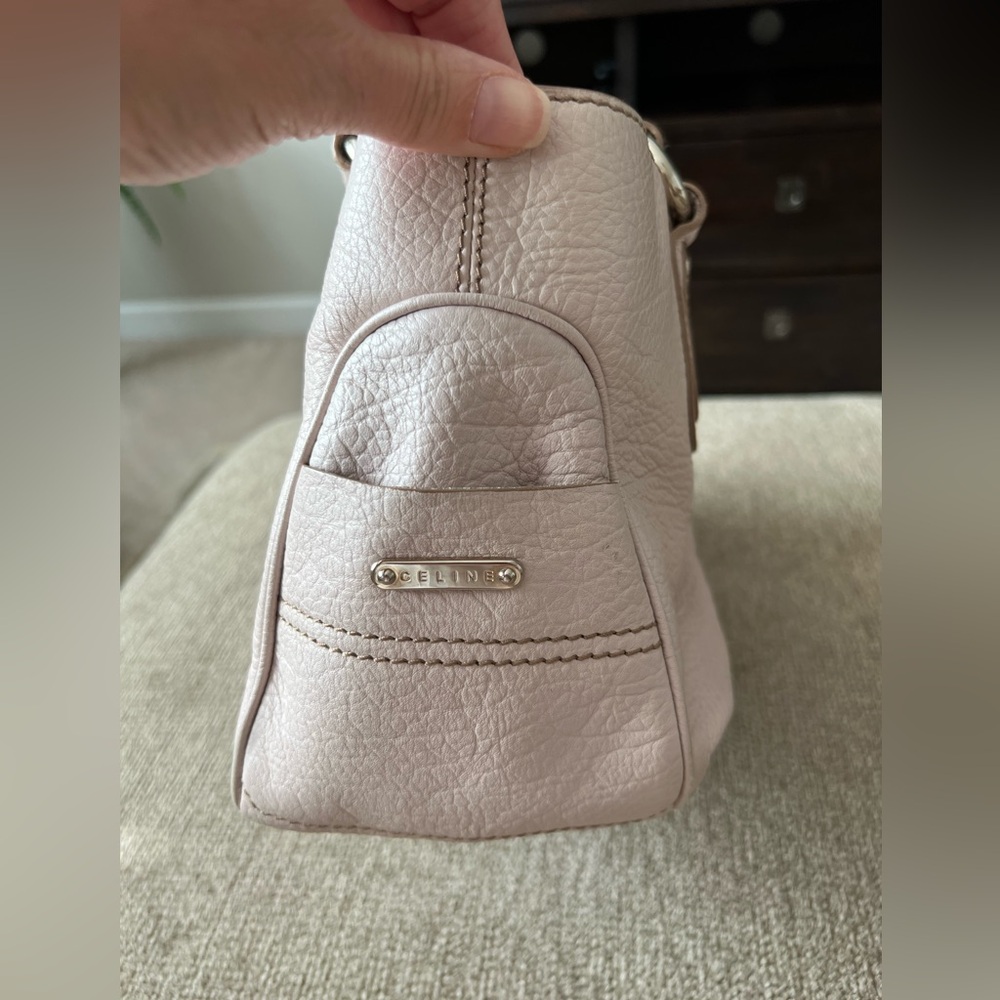 CELINE Beige/Pink BOOGIE BAG Rare Color LEATHER LUXE Satchel VINTAGE - Picture 7 of 15